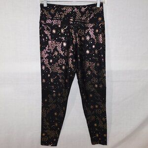 ASKYA  Black Gold Constellations Space Activewear Leggings Cropped Womens S